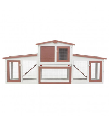 Outdoor Large Rabbit Hutch Brown and White 204x45x85 cm Wood