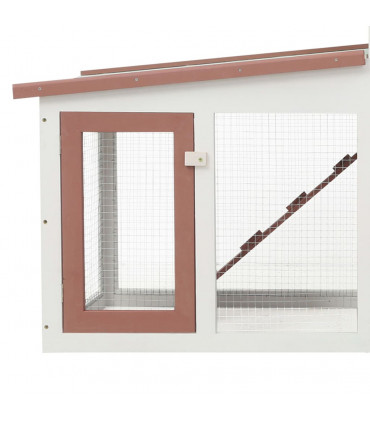 Outdoor Large Rabbit Hutch Brown and White 204x45x85 cm Wood