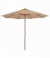 Outdoor Parasol with Wooden Pole 300 cm Taupe