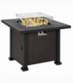Outdoor Propane Gas Fire Pit Table Wind Screen & Glass Beads, Black Outsunny