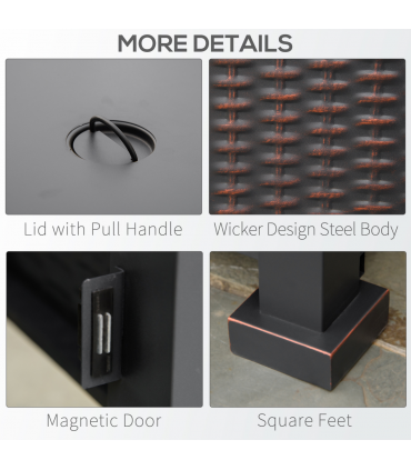 Outdoor Propane Gas Fire Pit Table Wind Screen & Glass Beads, Black Outsunny