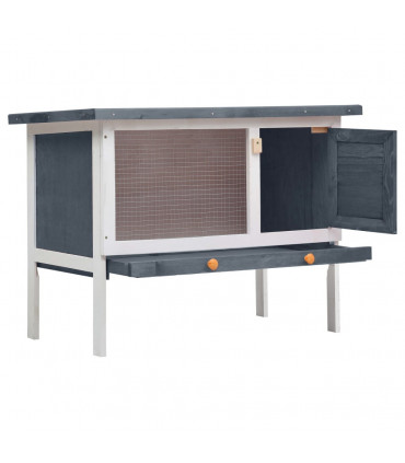 Outdoor Rabbit Hutch 1 Layer Grey Wood