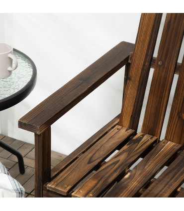 Outdoor Wooden Bench for Two People, Patio Loveseat Chair with Slatted Backrest