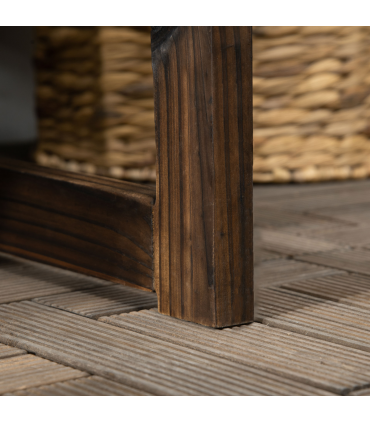 Outdoor Wooden Bench for Two People, Patio Loveseat Chair with Slatted Backrest