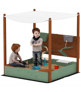 Outdoor Wooden Sandpit with Canopy & Toy Storage for Creative Play