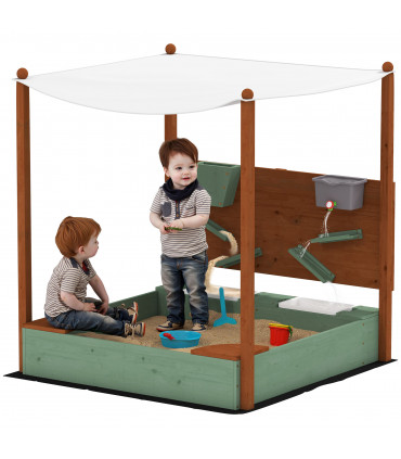 Outdoor Wooden Sandpit with Canopy & Toy Storage for Creative Play
