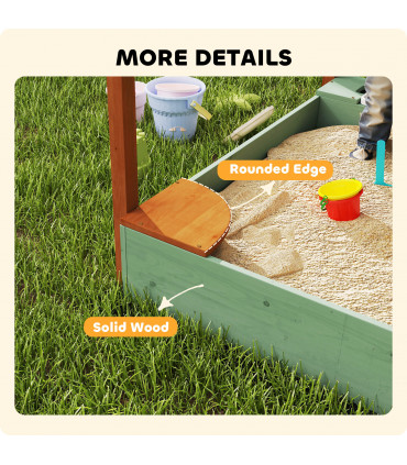 Outdoor Wooden Sandpit with Canopy & Toy Storage for Creative Play