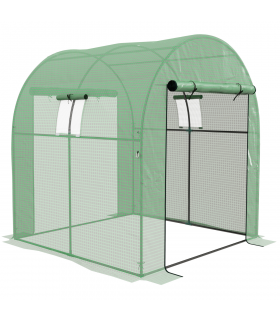 Outsunny 1.8 x 1.8 x 2m Polytunnel Greenhouse with Doors and Mesh Windows