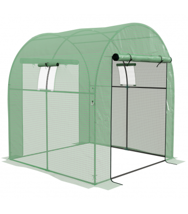 Outsunny 1.8 x 1.8 x 2m Polytunnel Greenhouse with Doors and Mesh Windows