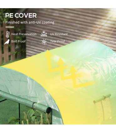 Outsunny 1.8 x 1.8 x 2m Polytunnel Greenhouse with Doors and Mesh Windows