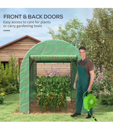 Outsunny 1.8 x 1.8 x 2m Polytunnel Greenhouse with Doors and Mesh Windows