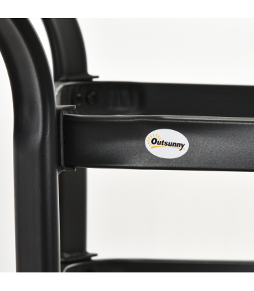 Outsunny 106.5cm Square Patio Dining Table with Parasol Hole, Glass Top