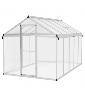 Outsunny 10x6ft Aluminium Greenhouse with/ Door Window Galvanised Base PC Panel