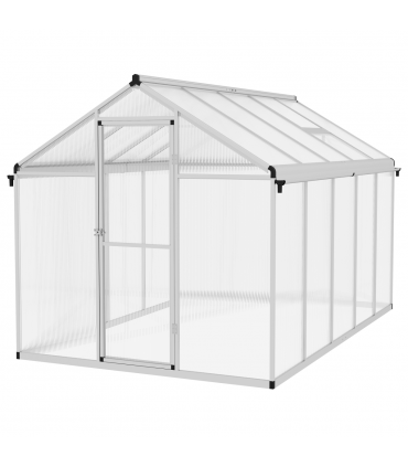 Outsunny 10x6ft Aluminium Greenhouse with/ Door Window Galvanised Base PC Panel