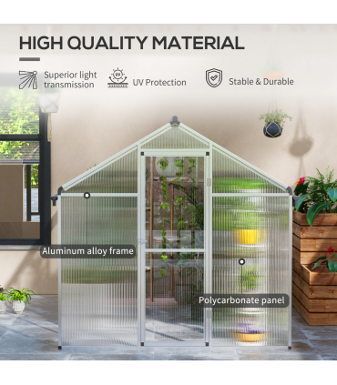 Outsunny 10x6ft Aluminium Greenhouse with/ Door Window Galvanised Base PC Panel