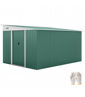 Outsunny 11.3x9.2ft Steel Garden Storage Shed w/ Sliding Doors & 2 Vents, Green