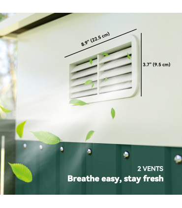 Outsunny 11.3x9.2ft Steel Garden Storage Shed w/ Sliding Doors & 2 Vents, Green