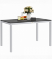 Outsunny 120 x 70 cm Garden Table for 4-6 with Aluminium Frame, Slatted Top