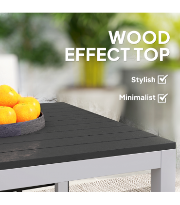 Outsunny 120 x 70 cm Garden Table for 4-6 with Aluminium Frame, Slatted Top