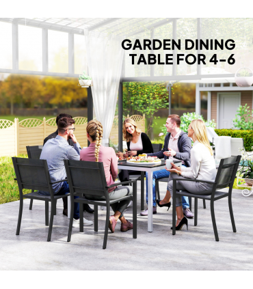 Outsunny 120 x 70 cm Garden Table for 4-6 with Aluminium Frame, Slatted Top