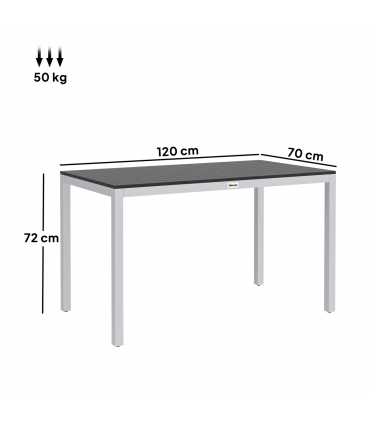 Outsunny 120 x 70 cm Garden Table for 4-6 with Aluminium Frame, Slatted Top