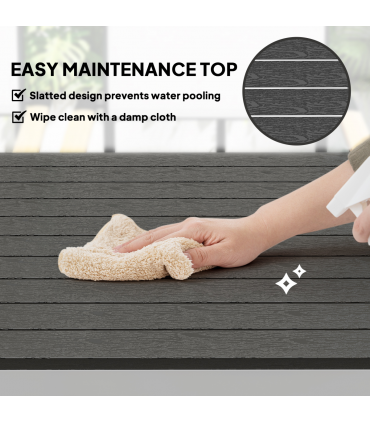 Outsunny 120 x 70 cm Garden Table for 4-6 with Aluminium Frame, Slatted Top