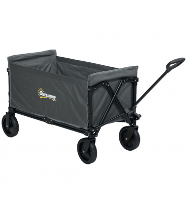 Outsunny 120L Folding Collapsible Wagon with Adjustable Handle, Grey