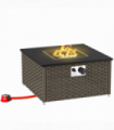 Outsunny 13 KW Rattan Gas Fire Pit Table, Propane Fire Pit for Garden, Grey