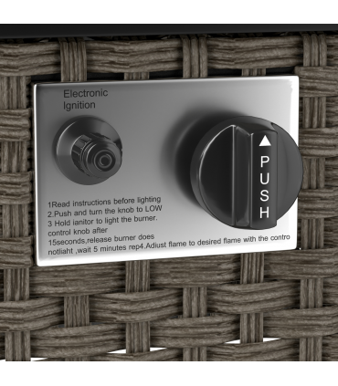 Outsunny 13 KW Rattan Gas Fire Pit Table, Propane Fire Pit for Garden, Grey