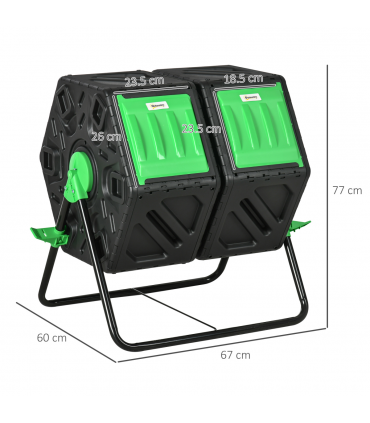 Outsunny 130L Compost Bin Dual Chamber Rotating Composter w/ Ventilation Holes