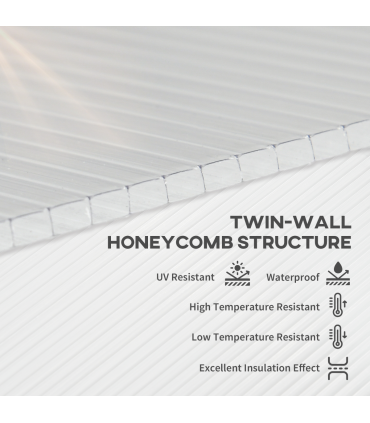 Outsunny 14 Pieces Twin-Wall Greenhouse Polycarbonate Sheets, 121 x 61 x 0.4cm