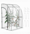 Outsunny 143x118x212cm Walk-In Lean to Wall Tunnel Plastic Greenhouse with Doors