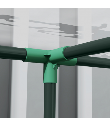 Outsunny 143x118x212cm Walk-In Lean to Wall Tunnel Plastic Greenhouse with Doors