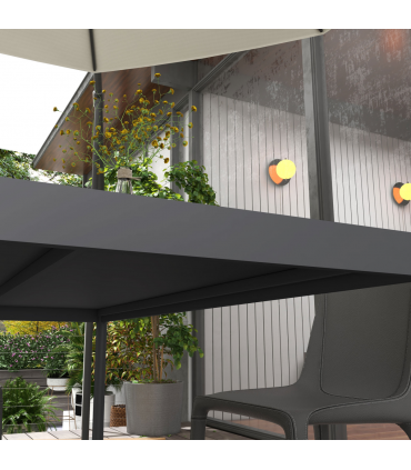 Outsunny 145cm Garden Table with Aluminium Frame, Slatted Design, Dark Grey