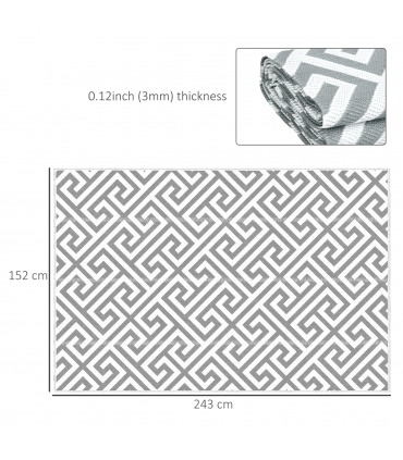 Outsunny 152x243cm Reversible Outdoor Rug Portable Plastic Straw RV Camping Mat