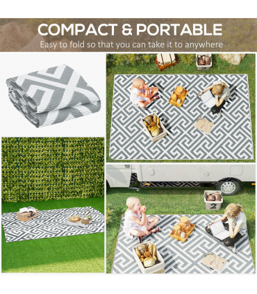 Outsunny 152x243cm Reversible Outdoor Rug Portable Plastic Straw RV Camping Mat