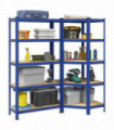 vidaXL 2 Piece 5-Layer Shelves Set Blue Steel&Engineered Wood