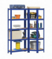 vidaXL 2 Piece 5-Layer Shelves Set Blue Steel&Engineered Wood