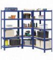 vidaXL 3 Piece 5-Layer Shelves Set Blue Steel&Engineered Wood