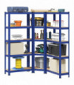 vidaXL 3 Piece 5-Layer Shelves Set Blue Steel&Engineered Wood