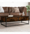 vidaXL Coffee Table Smoked Oak 100x50x35 cm Engineered Wood and Metal