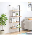 4-Tier Leaning Shelf Light Brown and Black 64x35x152.5 cm