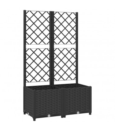 vidaXL Garden Planter with Trellis Black 80x40x136 cm PP