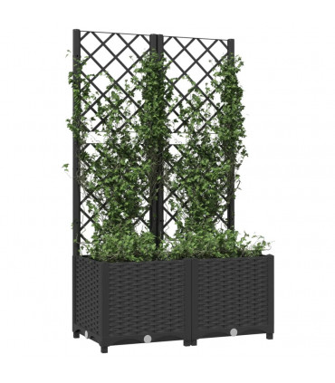 vidaXL Garden Planter with Trellis Black 80x40x136 cm PP
