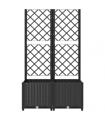 vidaXL Garden Planter with Trellis Black 80x40x136 cm PP