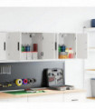 vidaXL Garage Wall Cabinets 2 pcs White Engineered Wood