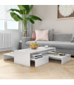 Nesting Coffee Table Set High Gloss White 100x100x26.5 cm