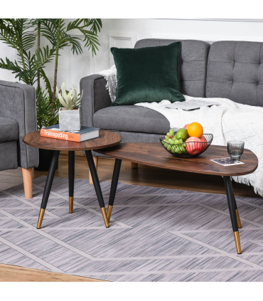 Nesting Coffee Tables Set of 2 Stackable End Tables Sofa Side Desk Home Office