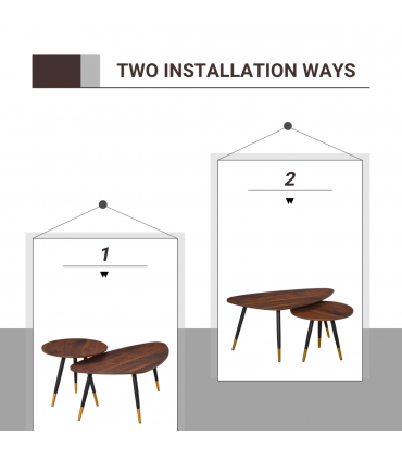 Nesting Coffee Tables Set of 2 Stackable End Tables Sofa Side Desk Home Office