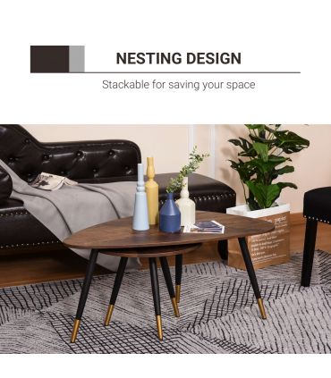 Nesting Coffee Tables Set of 2 Stackable End Tables Sofa Side Desk Home Office
